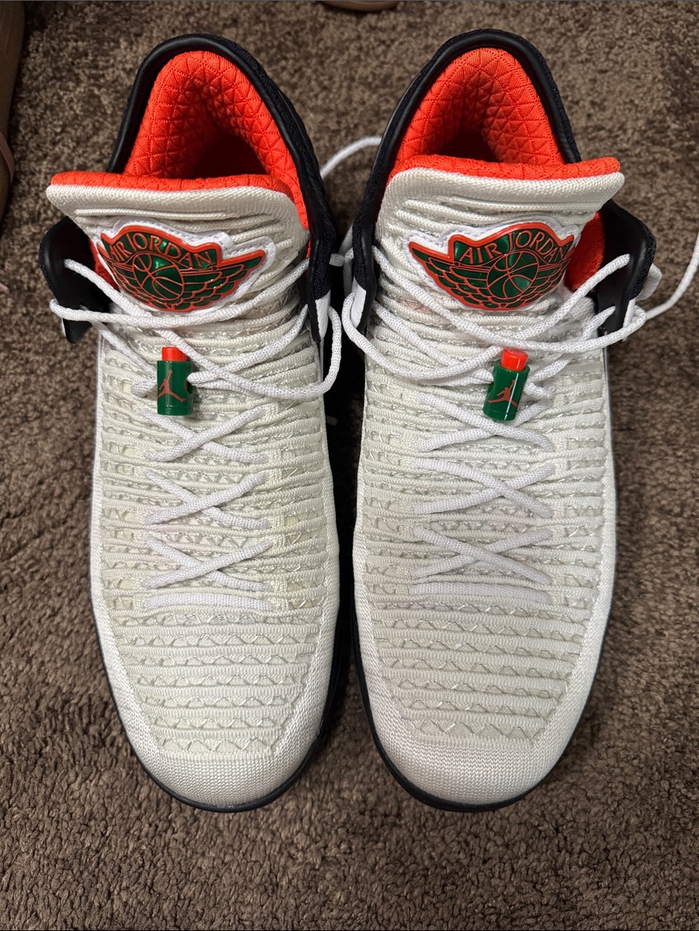 Jordan White and Orange Low-Top Sneakers